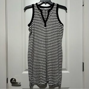 Gap Women’s Split Neck Knit Maxi Dress In Black/White Stripe